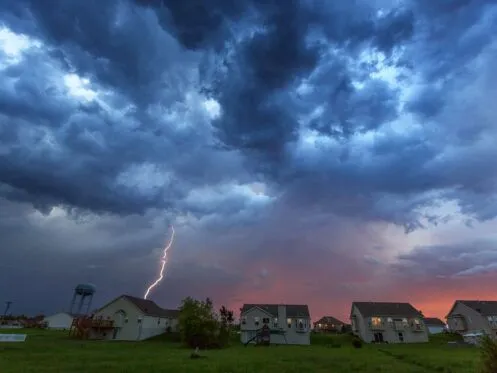 lightning in a dark sky